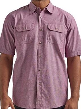 NWOT // Wrangler Authentics Button Front Shirt LG Red Heather Short Sleeve